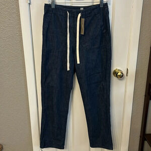 J Crew Women’s (XS) Blue Chambray Tie Waist Denim Camo Pant Comfy Relaxed NWT
